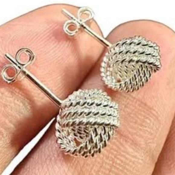 Stud Earrings for Women Sterling Silver 925, Knot Earrings Studs 10MM - Picture 8 of 9